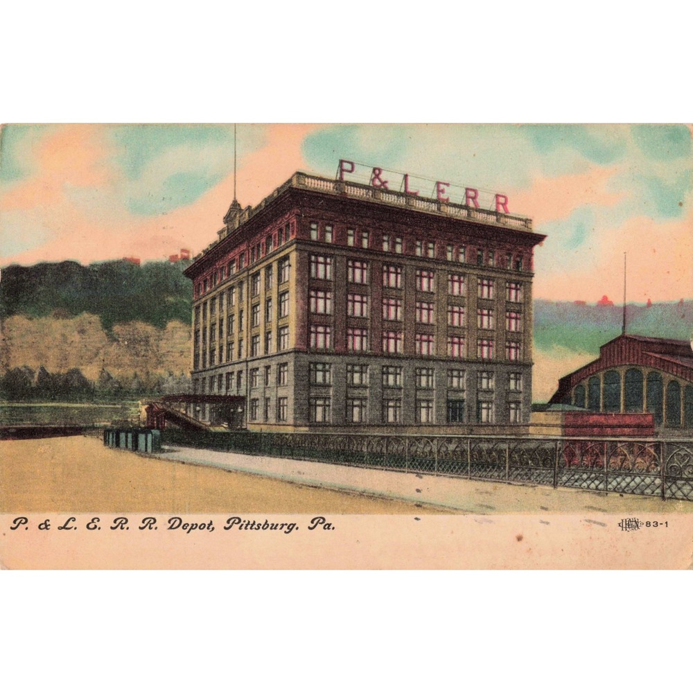 Pittsburg PA Pennsylvania P&LE Railroad Depot Train Station Vintage Postcard